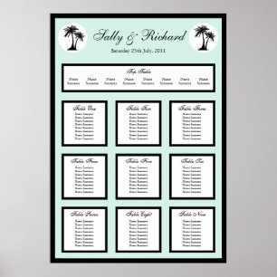 Beach Wedding Palm Tree Table Seating Plan Print