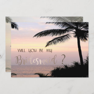 Beach Wedding Palms Sunset Bridesmaid Card