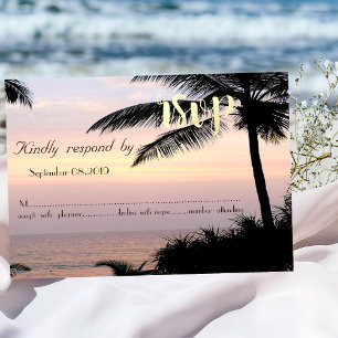 Beach Wedding Palms Sunset   RSVP Invitation