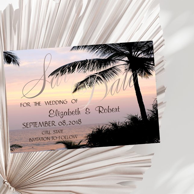 Beach Wedding Palms Sunset  Save The Date (Creator Uploaded)