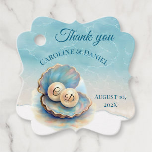 Beach Wedding Pearls Shell Elegant Ocean Theme  Favour Tags