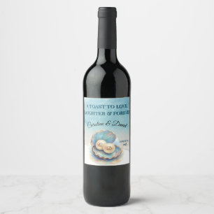 Beach Wedding Pearls Shell Elegant Ocean Theme  Gi Wine Label