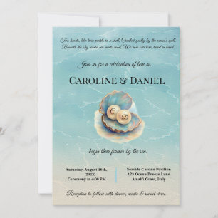 Beach Wedding Pearls Shell Elegant Ocean Theme Invitation