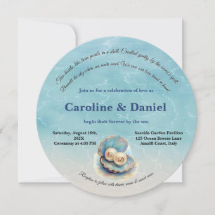 Beach Wedding Pearls Shell Elegant Ocean Theme Invitation