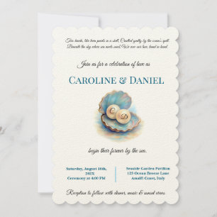 Beach Wedding Pearls Shell Elegant Ocean Theme Invitation