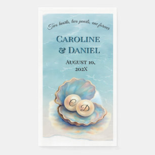 Beach Wedding Pearls Shell Elegant Ocean Theme  Napkin