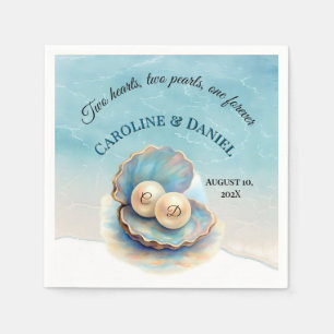 Beach Wedding Pearls Shell Elegant Ocean Theme Napkin