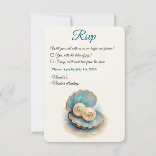 Beach Wedding Pearls Shell Elegant Ocean Theme  RSVP Card