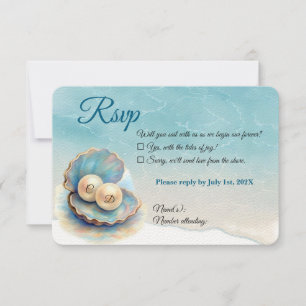 Beach Wedding Pearls Shell Elegant Ocean Theme  RSVP Card