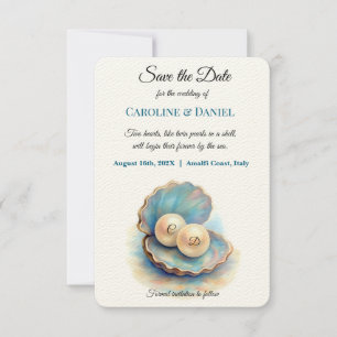 Beach Wedding Pearls Shell Elegant Ocean Theme  Save The Date
