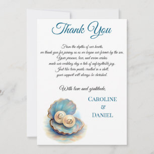 Beach Wedding Pearls Shell Elegant Ocean Theme  Thank You Card