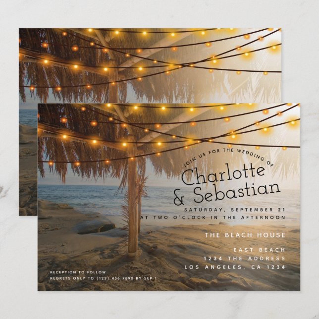 Beach Wedding Personalised Invitation (Front/Back)