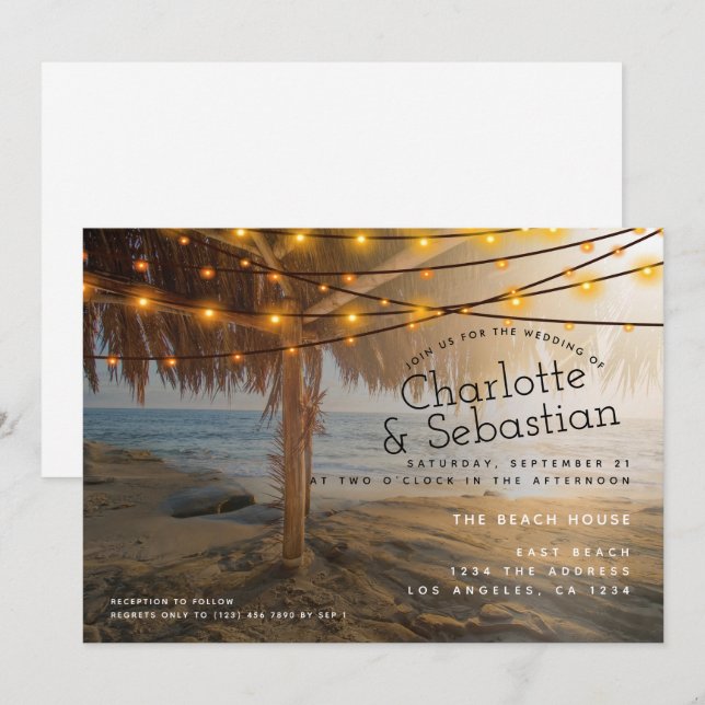Beach Wedding Personalised Invitation (Front/Back)