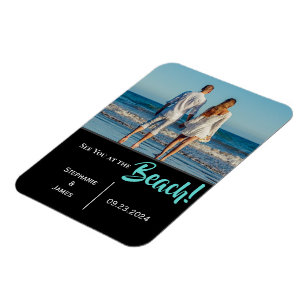 Beach Wedding Photo Script Save the Date Magnet