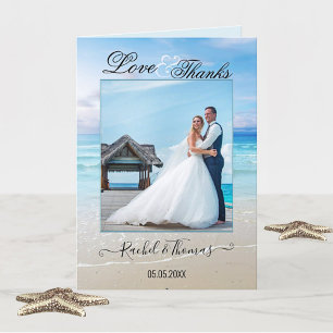 Beach Wedding Photo Thank You Card
