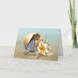 Beach Wedding Photo Thank You Card