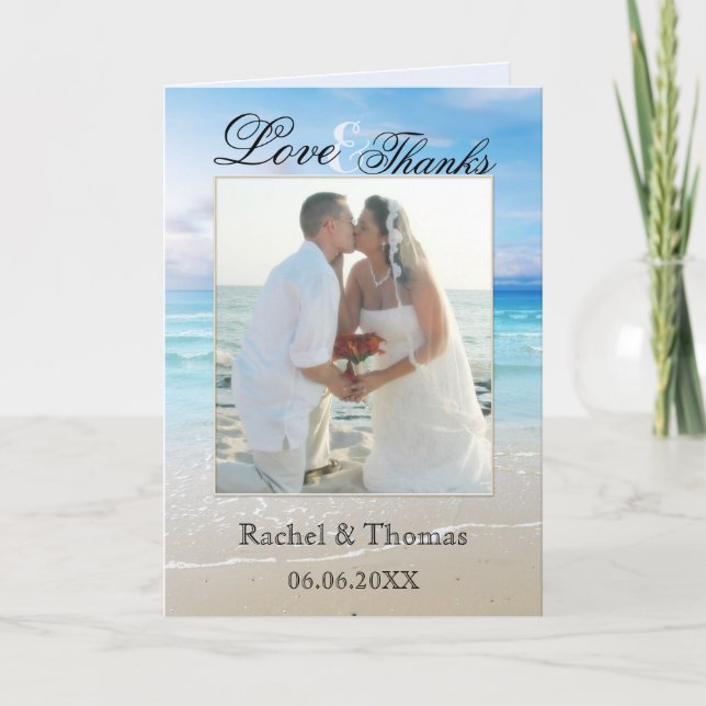 Beach Wedding Photo Thank You Card (Front)