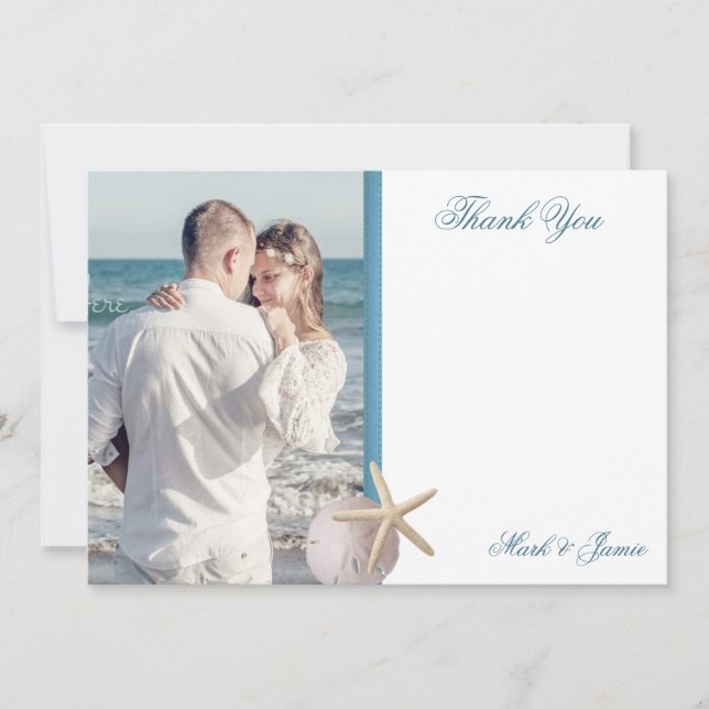 Beach Wedding Photo Thank You Invitation (Front)