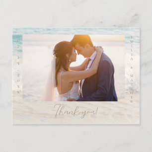 Beach Wedding Photo Thank you Postcard