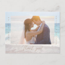Beach Wedding Photo Thank you Postcard
