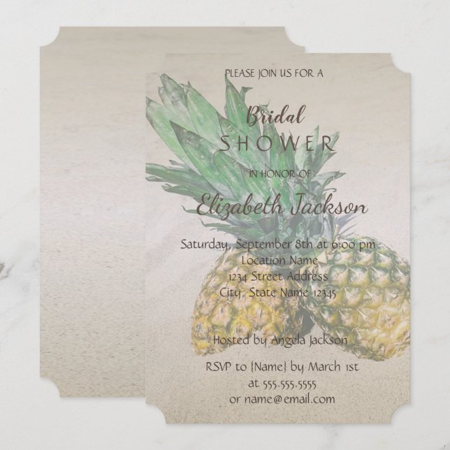 Beach Wedding Pineapple  Bridal Shower Invitation (Front/Back)