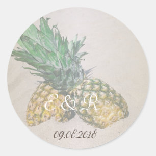 Beach  Wedding Pineapple Classic Round Sticker