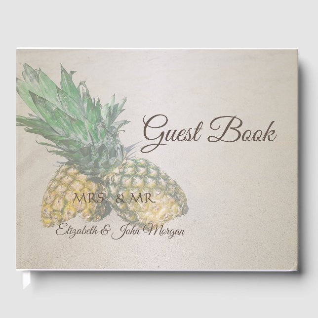 Beach  Wedding Pineapple Guest Book (Front)