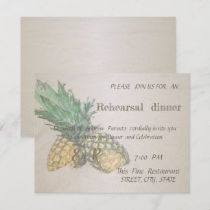 Beach Wedding Pineapple Rehearsal Dinner Invitation