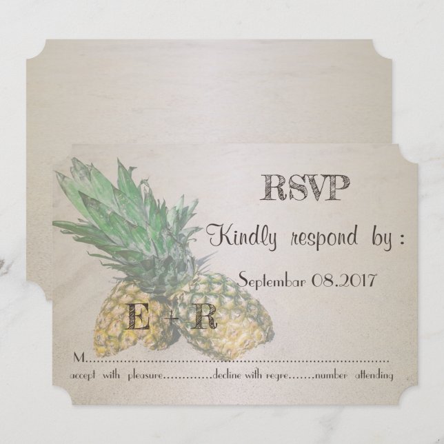 Beach Wedding Pineapple  RSVP Invitation (Front/Back)