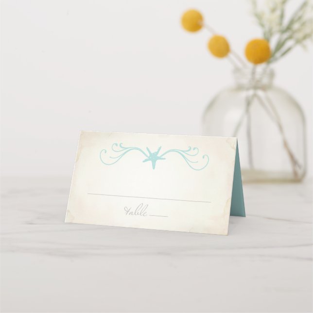 Beach Wedding Place Card, Escort Card, Starfish Place Card (Front)