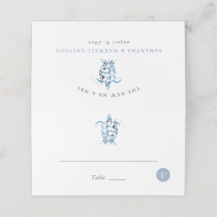 Beach Wedding Place Cards Meal Choice Sea Turtle