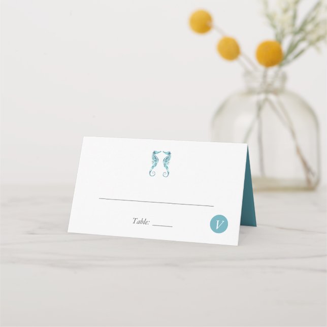 Beach Wedding Place Cards with Meal Choice (Front)