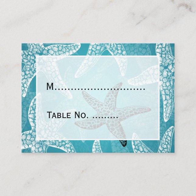Beach Wedding  Placecards Starfish Blue (Front)