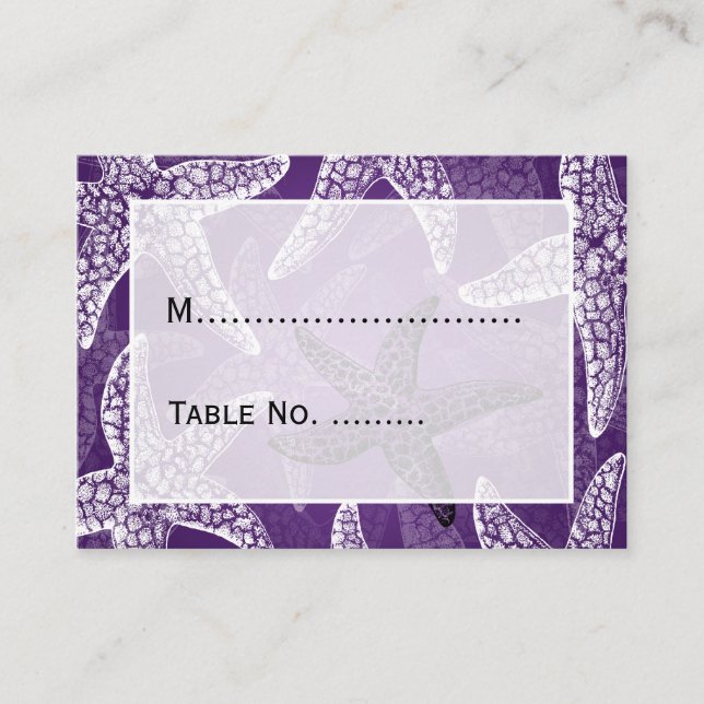 Beach Wedding  Placecards Starfish Purple (Front)