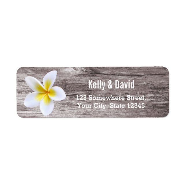 Beach Wedding Plumeria Flower Return Address (Front)