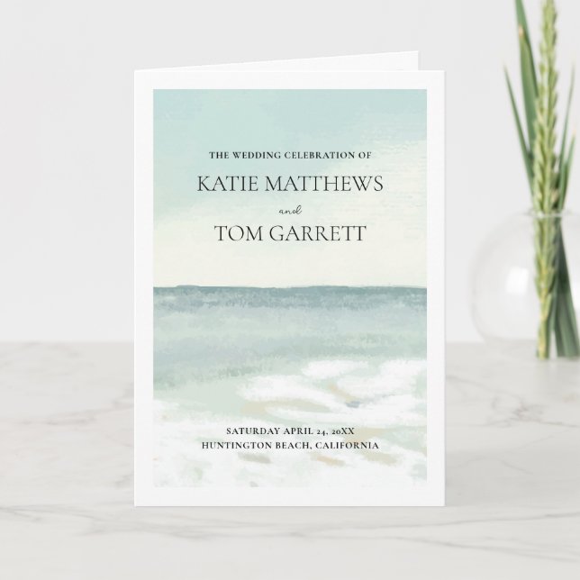 Beach Wedding Program Card (Front)