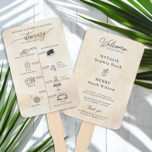 Beach Wedding Program Hand Fan with Itinerary Time