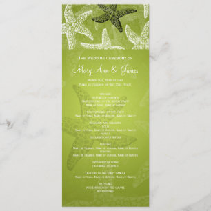 Beach Wedding Program Starfish Lime Green Programme