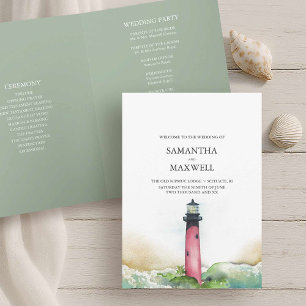 Beach Wedding Program Templates Lighthouse
