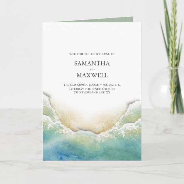 Beach Wedding Program Templates Shoreline (Front)