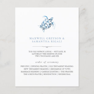 Beach Wedding Program Watercolor Sea Turtle