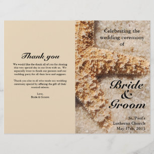 Beach Wedding Programs: Starfish in Sand