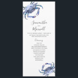Beach Wedding Programs Watercolor Crab Invitation<br><div class="desc">These beach wedding programs feature unique watercolor crabs in shades of blue. Use the template fields to add your order of service. The card reverses to space to add your wedding party details. Order tea length printed cards or printable wedding programs. A charming choice for seaside and destination weddings. To...</div>