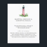 Beach Wedding Programs Watercolor Lighthouse<br><div class="desc">This beach wedding programs features a watercolor Jupiter, Florida lighthouse in shades of red. The bride and grooms names and wedding program timeline are set classic typography. The wedding processional order reverses to a solid sage green. This double sided design is a nautical choice for seaside and destination weddings. Art...</div>