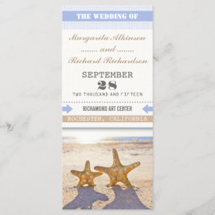 beach wedding programs with starfish couple programme