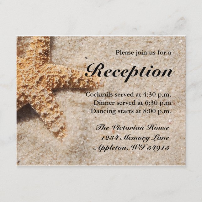 Beach Wedding Reception Cards - Starfish (Front)