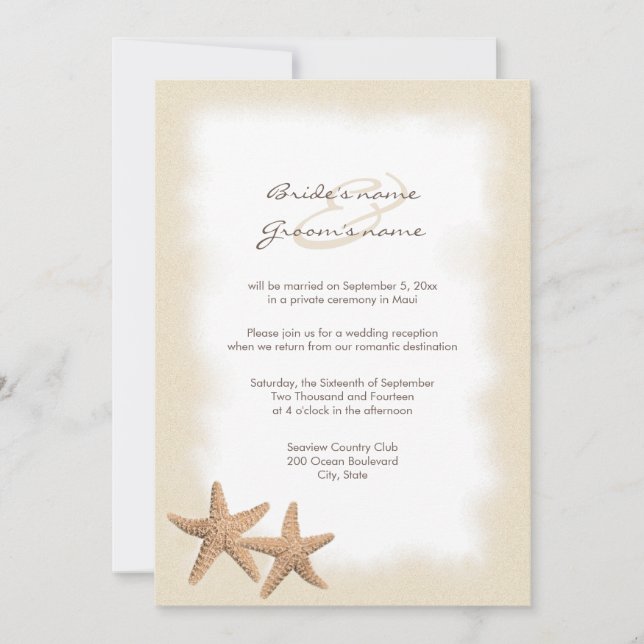 Beach Wedding Reception Only Invitations (Front)