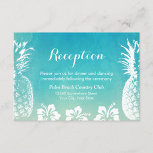 Beach Wedding Reception Watercolor Pineapples Invitation
