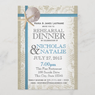 Beach Wedding Rehearsal Dinner Invitation
