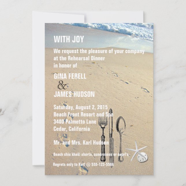 Beach Wedding Rehearsal Dinner Invitation (Front)